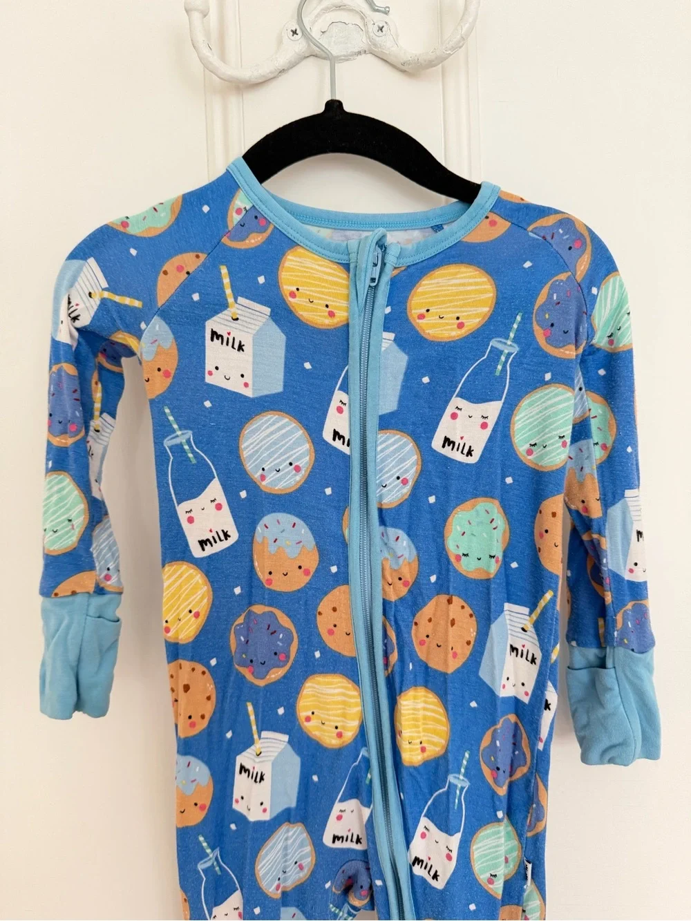Little Sleepies One-Piece Zipper Pajamas with Milk & Cookie Print 6-12 Months!
